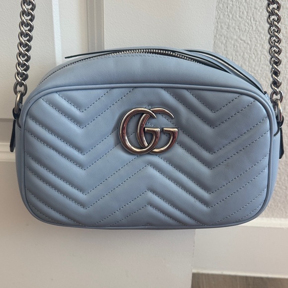 Gucci Light Blue Quilted Crossbody Bag - Picture 1 of 5